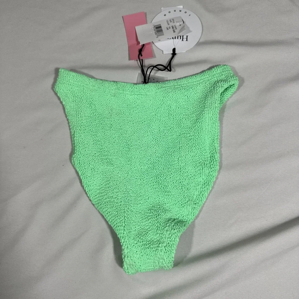 NWT Hunza G  [ O/S ] Juno Crinkle Classic Bikini Bottoms in Lime Green U1951
